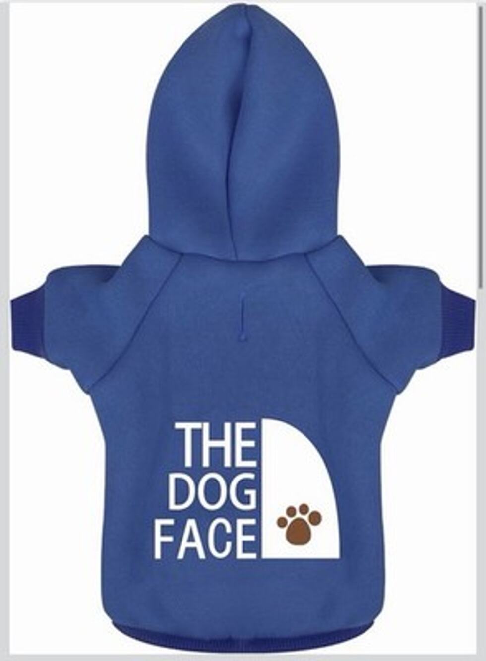 The Dog Face Fleece Dog Hoodie Blue Size Small